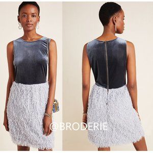 Anthropologie Gray Velvet and Textured Mini Dress